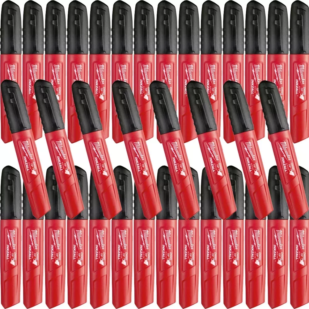Milwaukee 48-22-3130 36Pk Inkzall Black Chisel Tip Markers