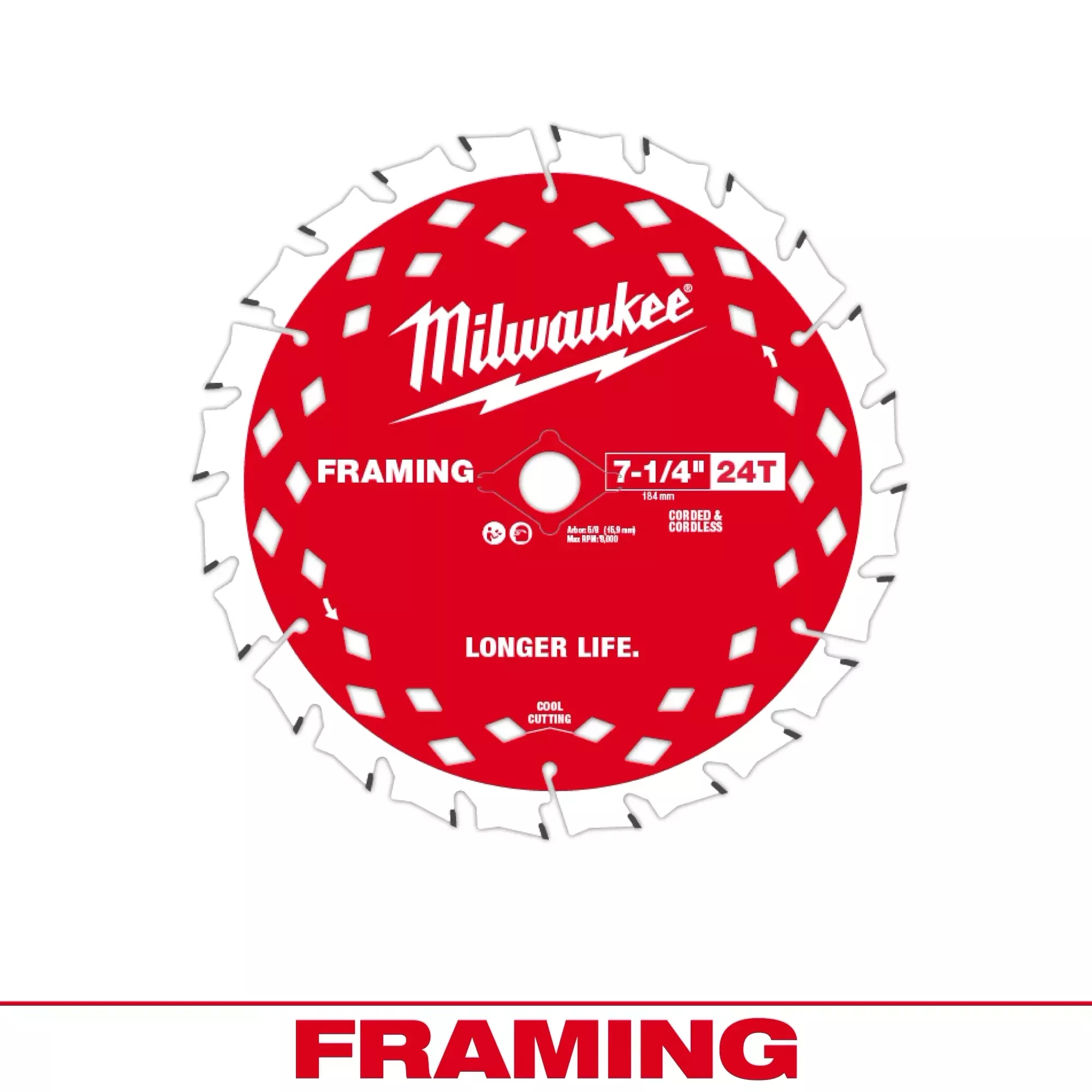 Milwaukee 48-40-0720 7-1/4" 24T FRAMING SAW BLADE 3 Pack