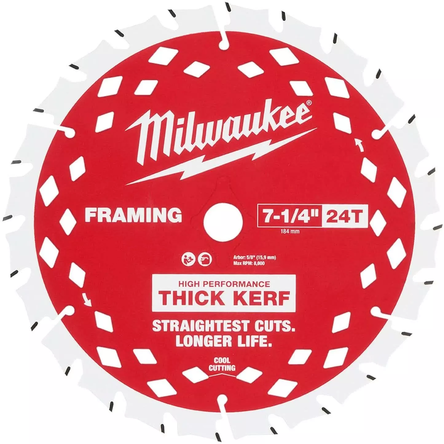 Milwaukee 48-40-0742 7-1/4 in. 24T Thick Kerf Framing Circular Saw Blade (2-Pack)