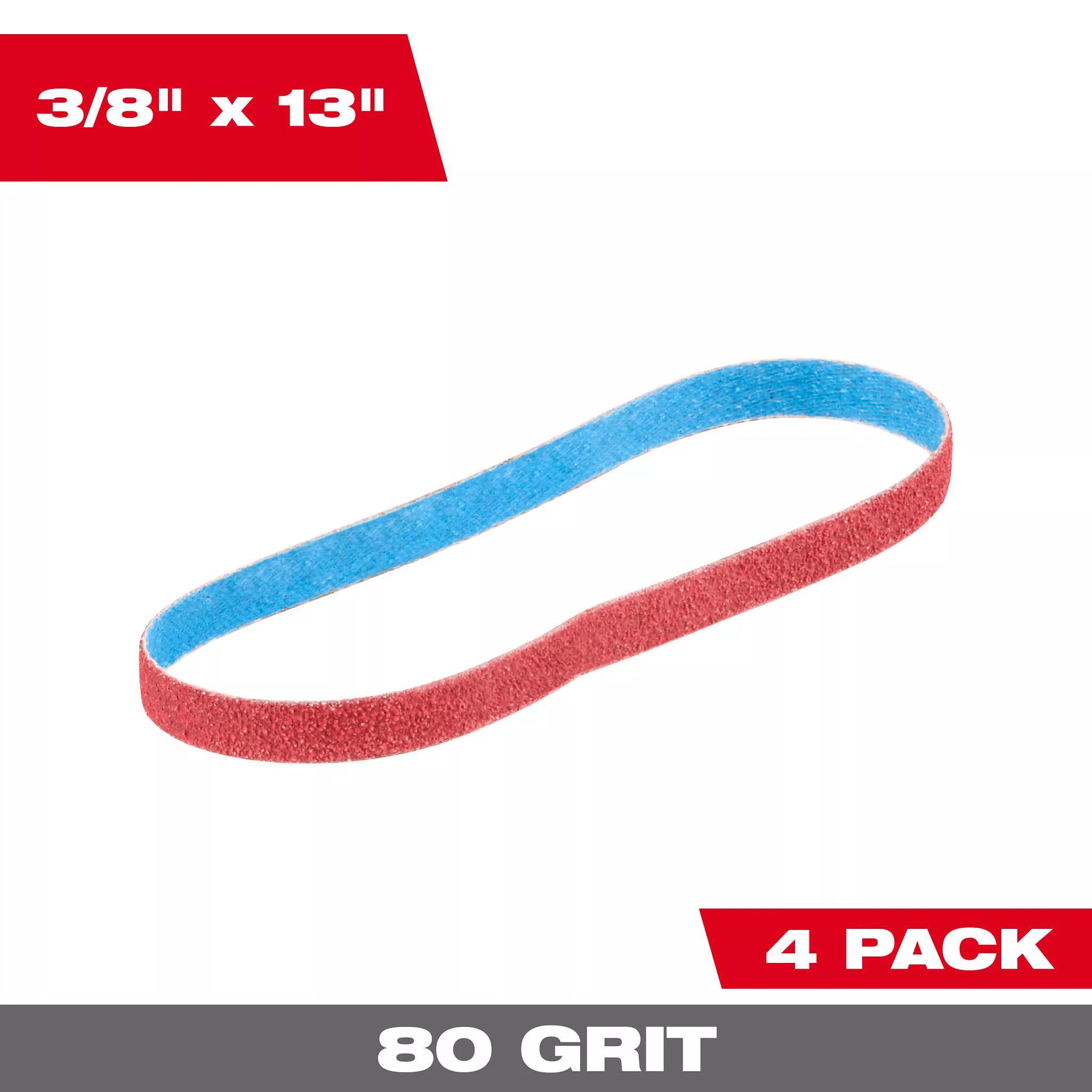 Milwaukee 48-80-7080 3/8" x 13" 80-Grit Bandfile Belts, 4-Pack