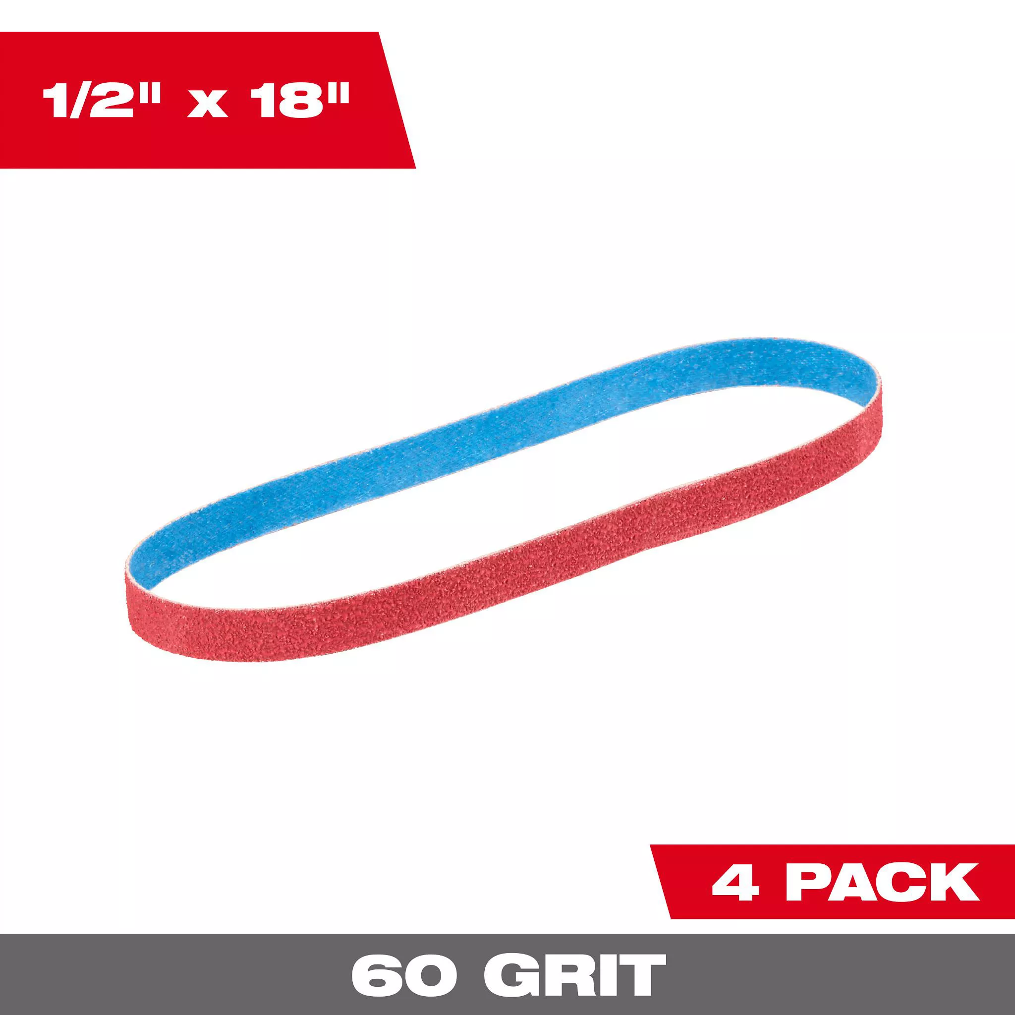 Milwaukee 48-80-9060 1/2" x 18" 60-Grit Bandfile Belts, 4-Pack
