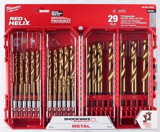 Milwaukee 48-89-4862 SHOCKWAVE Impact Duty RED HELIX Titanium Metric Drill BitSet - 29PC