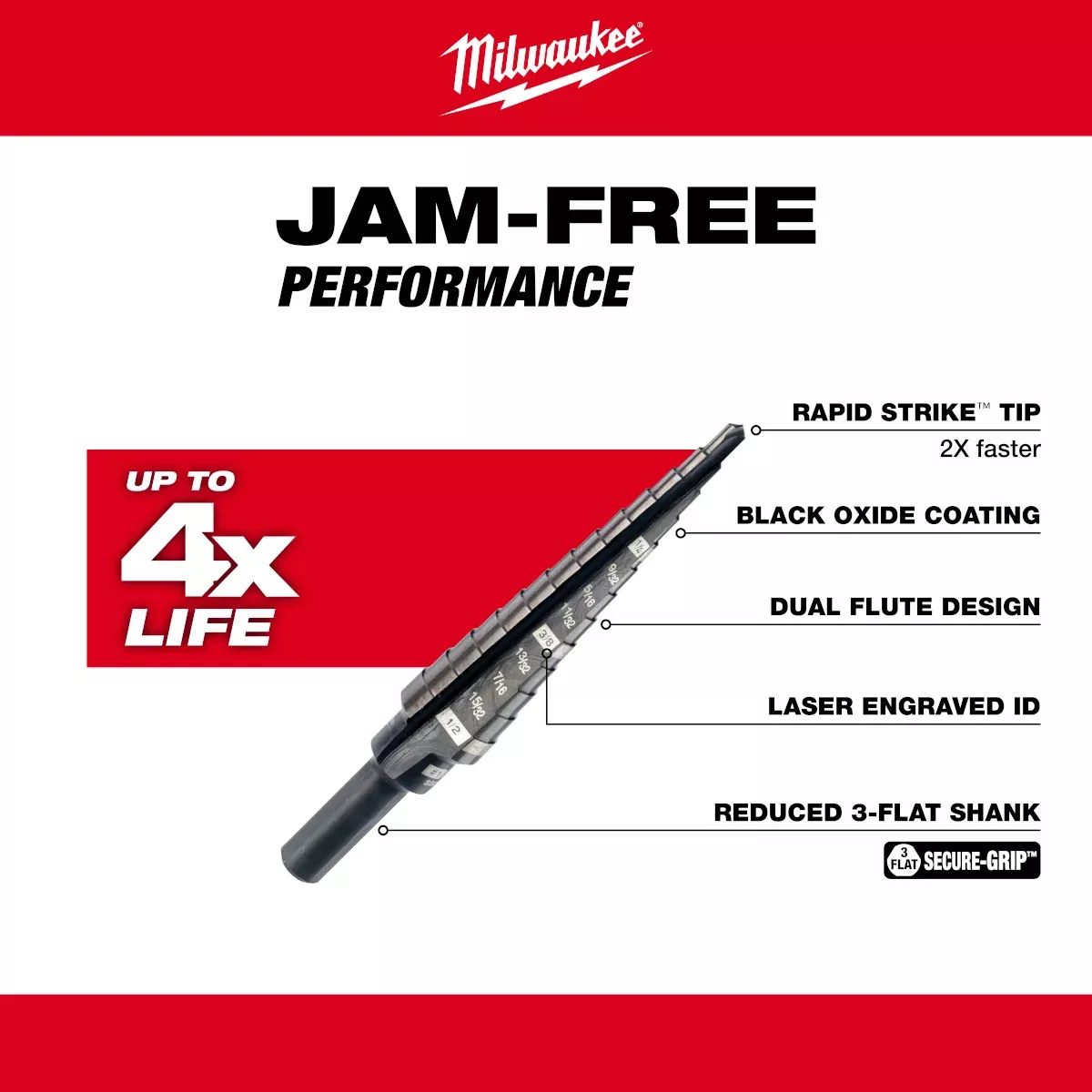 Milwaukee 48-89-9201 STEP BIT 1/8" - 1/2"