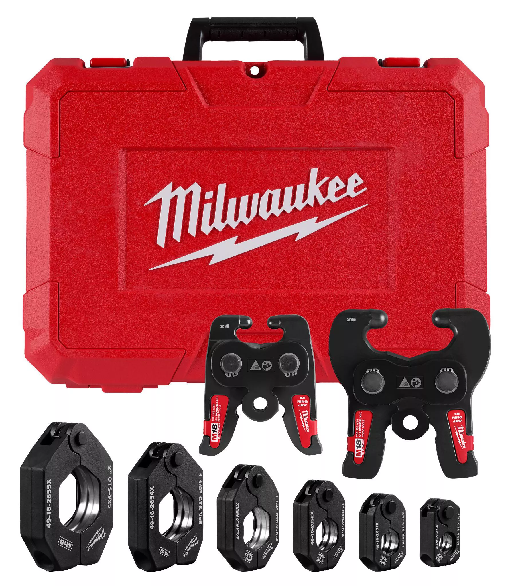 Milwaukee 49-16-2692X 1/2" - 2" CTS-V Pivoting Press Ring Kit for M18 FORCE LOGIC Press Tools