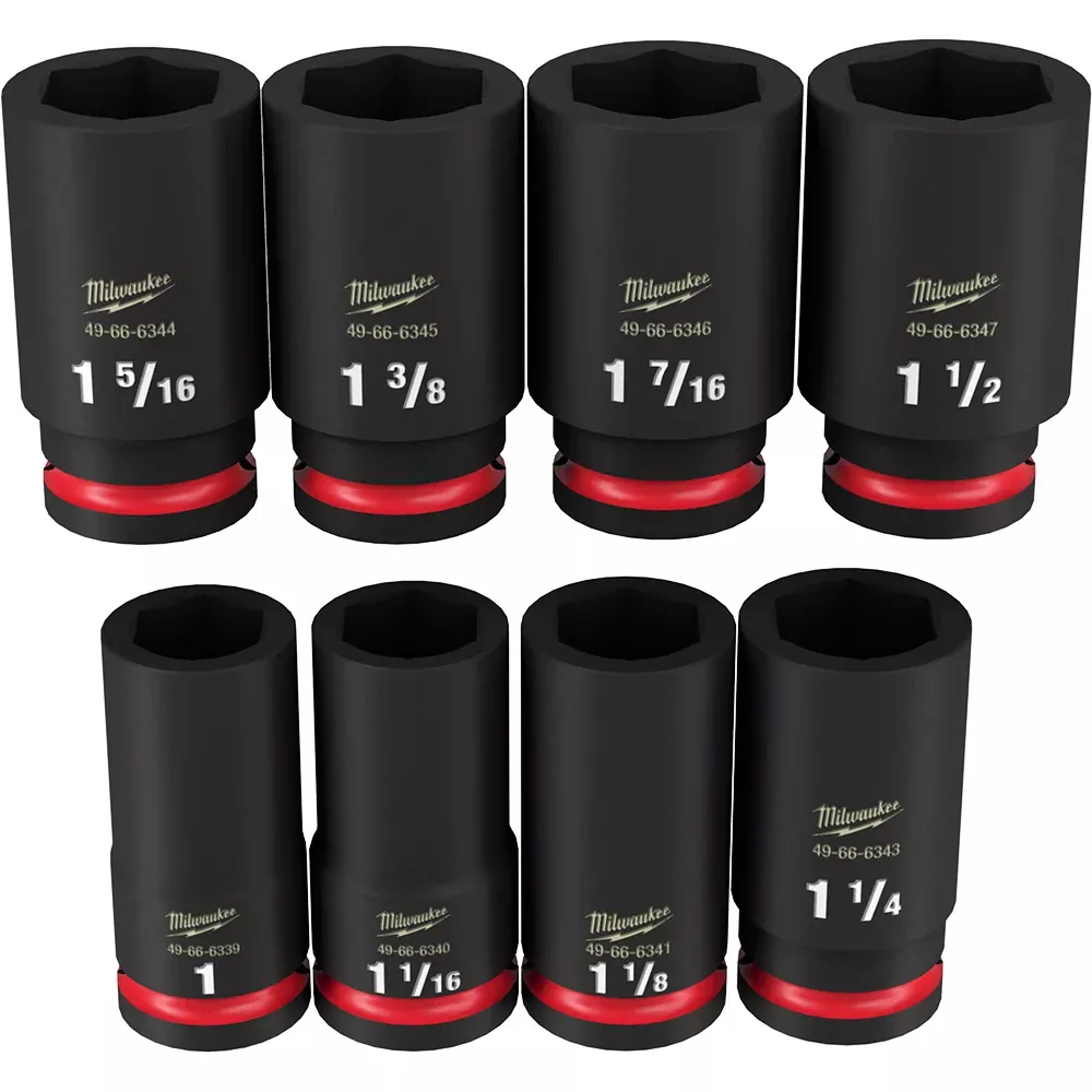Milwaukee 8PC SHOCKWAVE™ Impact Duty 3/4" Drive SAE Deep 6 Point Socket Set