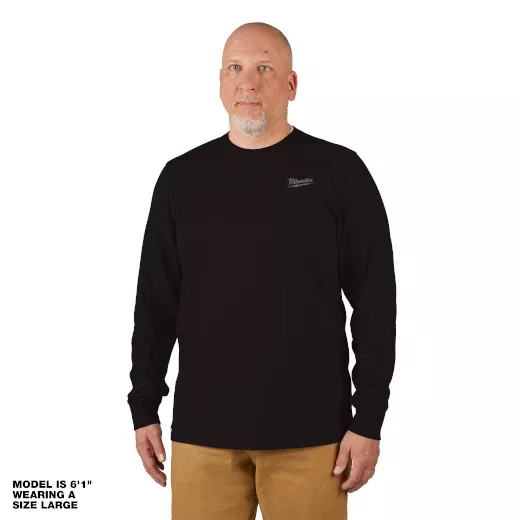 Milwaukee Long Sleeve Hybrid Work Tee - Black - Small 604