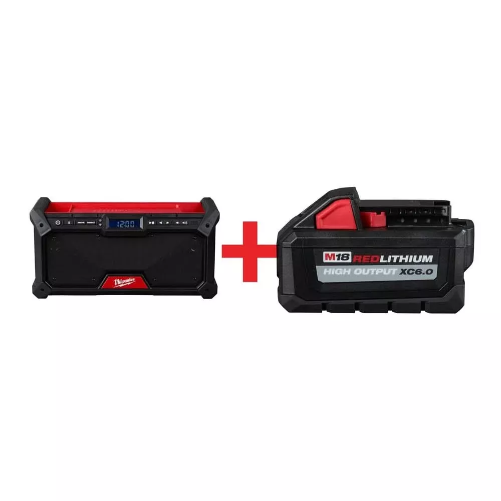 Milwaukee M18 Bluetooth Jobsite Radio with 6.0Ah Battery Pack