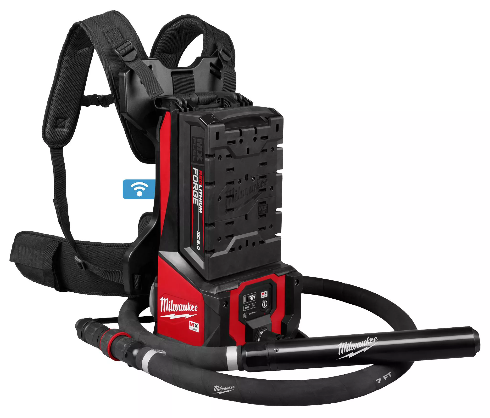 Milwaukee MXF372-2XCB MX FUEL Backpack High Cycle Concrete Vibrator Kit w/ 7' Whip / 1.75" Head