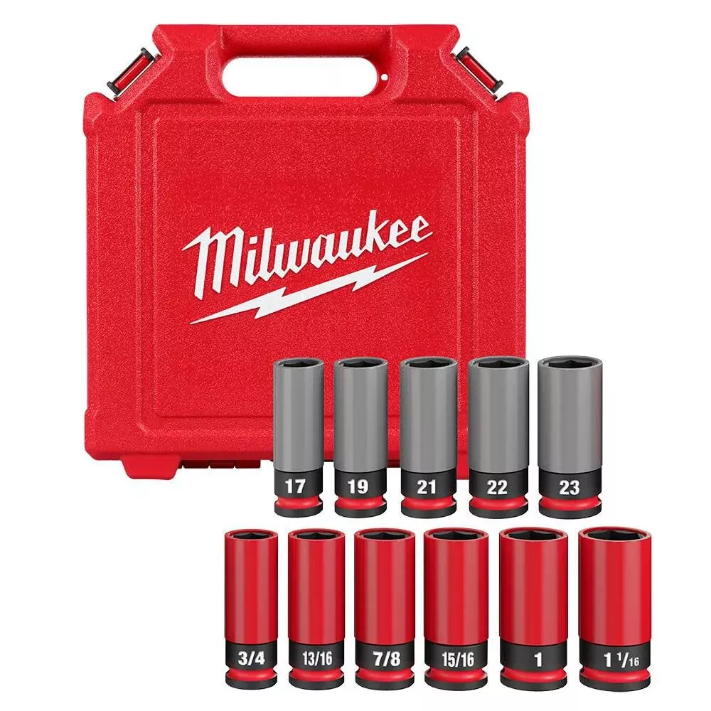 Milwaukee SHOCKWAVE™ Impact Duty 1/2 Drive SAE & Metric 11PC Lug Nut Wheel Socket Set