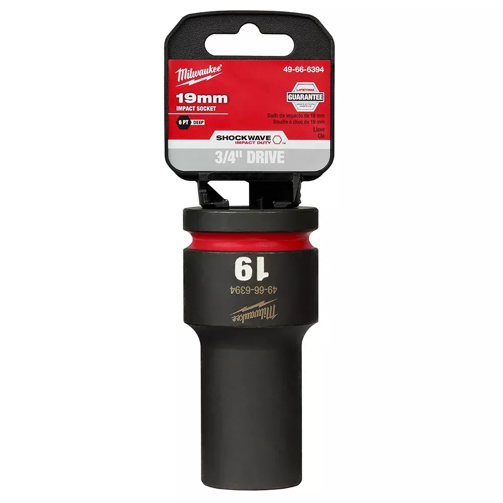 Milwaukee SHOCKWAVE™ Impact Duty 3/4" Drive 19MM Deep 6 Point Socket