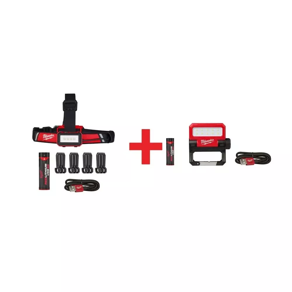 Milwaukee USB Rechargeable Low-Profile Headlamp with USB Rechargeable ROVER Pivoting Flashlight