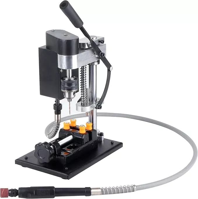 Mini Drill Press, Benchtop Drill Press, Portable Electric Drilling Machine, with Rotary Tool Flex Shaft Attachment, B10 Chuck, Drill Bit and Clamp for Metal Wooden Jewelry DIY
