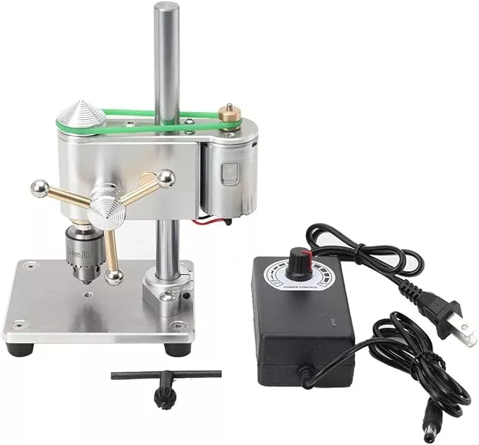 Mini Drill Press, Mini Drilling Machine 0.3-4mm Chuck, Small Bench Drill with Speed Adjustable CNC Machined Drilling Machine for DIY Woodworking Metalwork