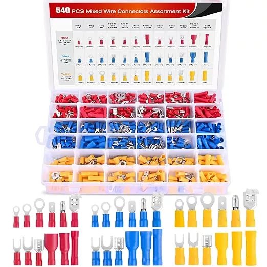 Nilight 540PCS Mixed Quick Disconnect Electrical Insulated Butt Bullet Spade Fork Ring Solderless Crimp Terminals Wire Connectors Assortment Kit