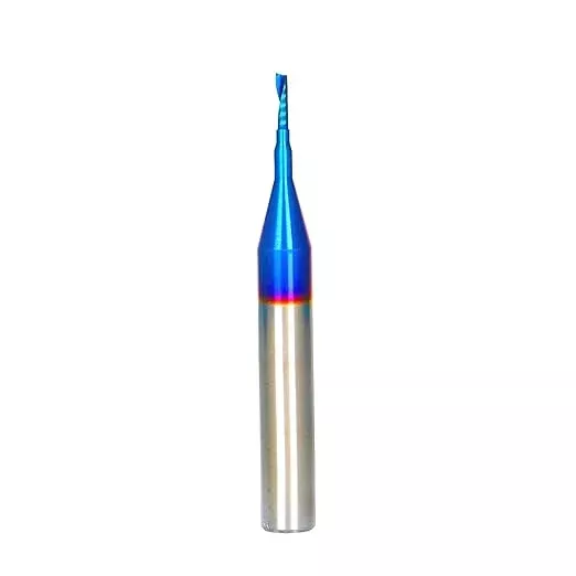 O Single Flute Upcut Spiral End Mill CNC Router Bit with NACO Coating for Plastic Cutting with Mirror Finish (2, 1/8 D x 1/2 CH x 1/4 SHK x 2 L)