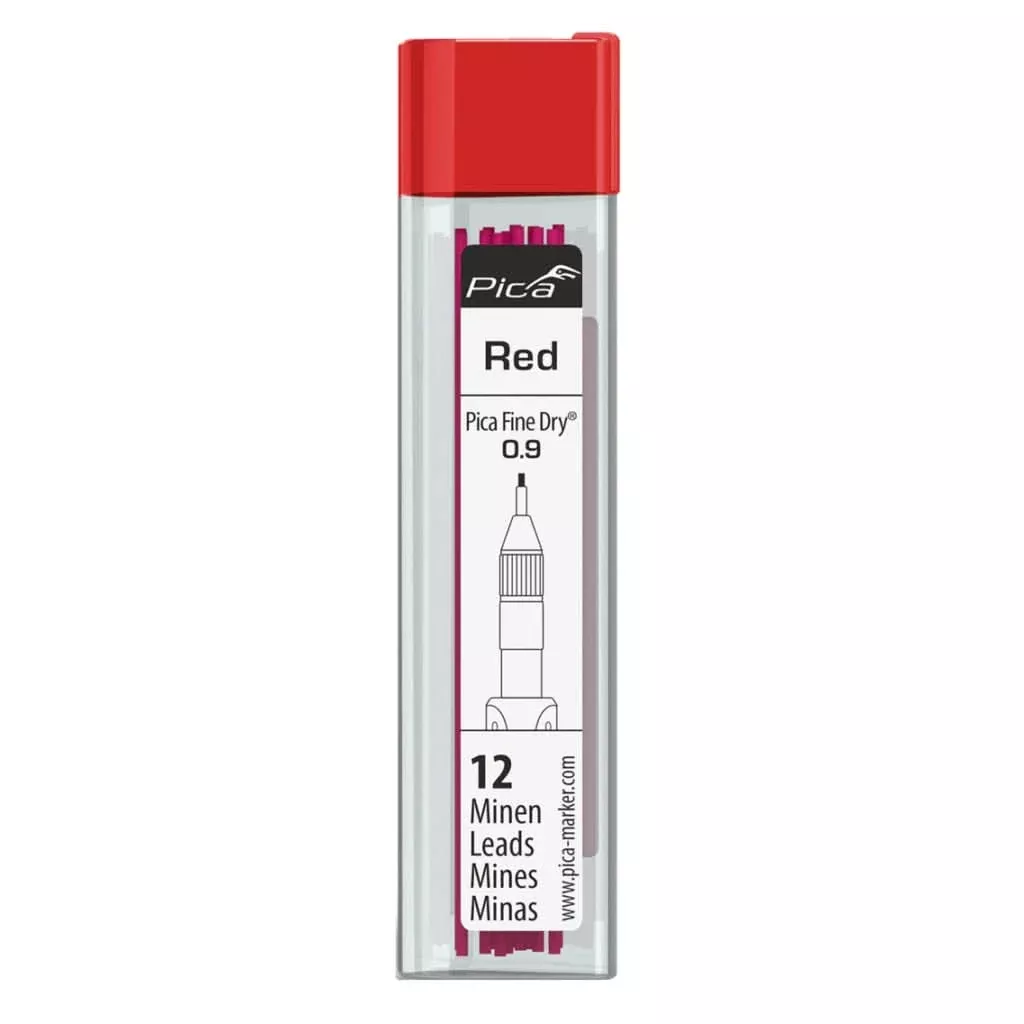 Pica Fine Dry Lead Refill, Red (12-Pack)