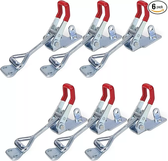 POWERTEC 6PK Toggle Clamp, 400 lbs Holding Capacity, 4002 Adjustable Pull Action Latch for Smoker, Tool Box, Woodworking Jigs and Fixtures, Cabinet, Tool box, Door (20312-P3)