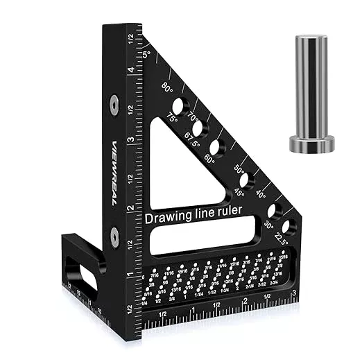 Precision Multi-Angle Carpenter's Square - Versatile Aluminum Woodworking Tool with Laser-Etched Markings for Engineering & Construction