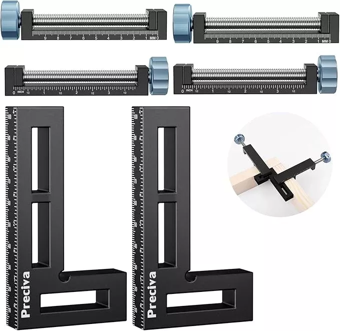 Preciva Corner Clamp for Woodworking, 90 Degree Right Angle Clamp, Aluminum Alloy Positioning Squares for Picture Frames, Cabinets, Drawers Boxes