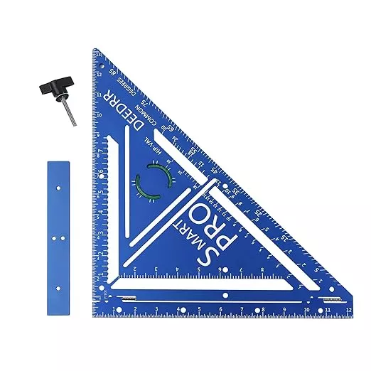 Pro 12 Inch Advanced Carpenter Square-Jig Block -Leve-Accurate Flatwork- Framing Square- Multi-Angle Measuring Tool (90° & 180°) for Carpenters & Architects(Black)