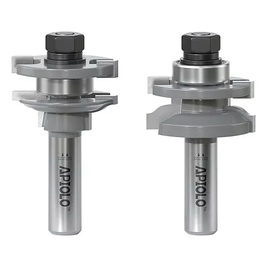 Professional 2PCS Ogee Style Rail and Stile Router Bits Set 1/2 Inch Shank, 3/8 Inch Cutting Depth, Up to 7/8 Inch Stock, Perfect Door Frame Shaper Cutters Raise Panel Making Router Bit Set