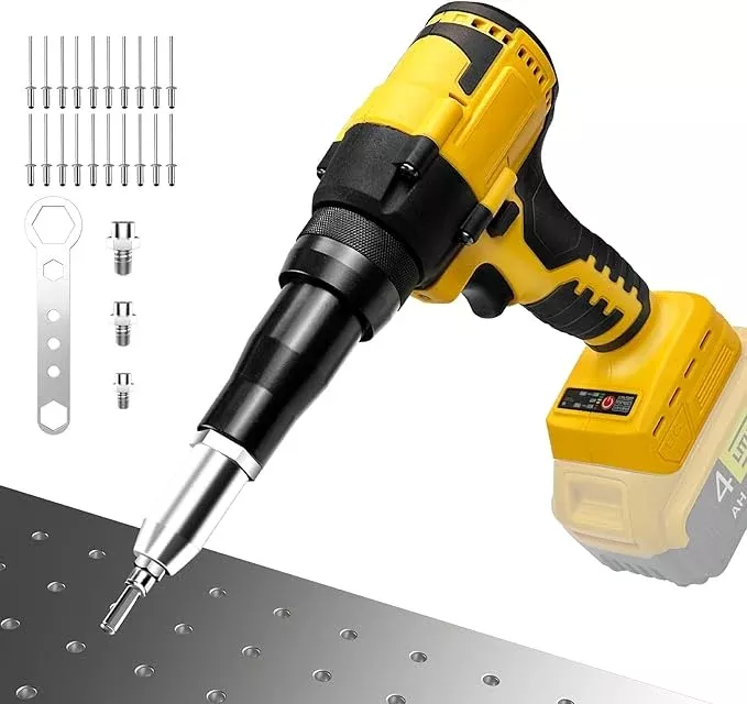 Rivet Gun Compatible with Dewalt 20V Max Battery(No Battery) Cordless Rivet Gun, Brushless Pop Rivet Gun Tool for Aluminum Nails 1/8", 5/32", 3/16"(Not for Stainless Nails)