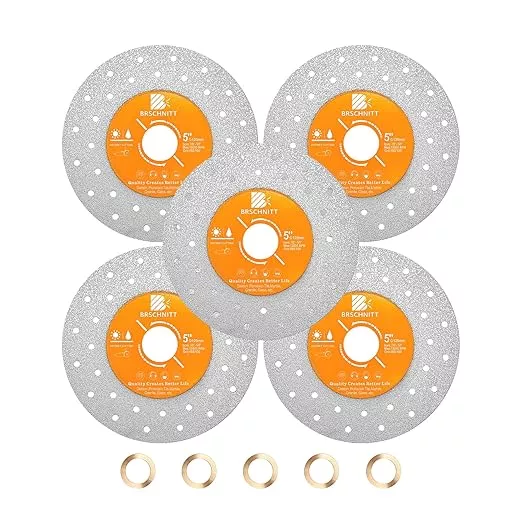 Rock Slab Grinding Disc - 5 inch Glass Cutter Disc (5pcs), Granite Cutting Disc, Diamond Grinder Wheel for Rock Slab, Stone, Tile, Marble, Granite, Glass Diamond Cutting Discs