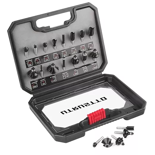 Router Bits 1/4 Inch Shank 15 Pieces, Tungsten Carbide 1/4" Router Bit Set, for Professional and Beginners Carpenter