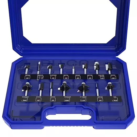 Router Bits Set of 15 Pieces 1/2 Inch Router Bit Set Woodworking Tools for Beginners, Router Bits Sets Idea Gifts for Dad