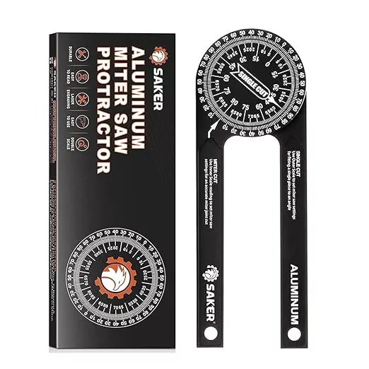 Saker Miter Saw Protractor|7-Inch Aluminum Protractor Angle Finder Featuring Precision Laser-Inside & Outside Miter Angle Finder for Carpenters, Plumbers and All Building Trades (Black)