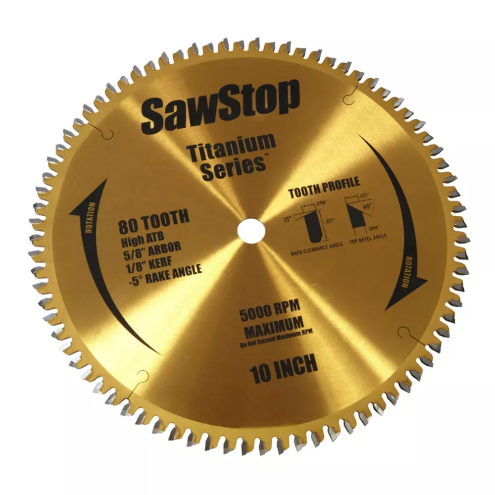 SawStop Table Saws SawStop 10" 80-Tooth Titanium Series Woodworking Table Saw Blade BTS-P-80HATB BTS-P-80HATB