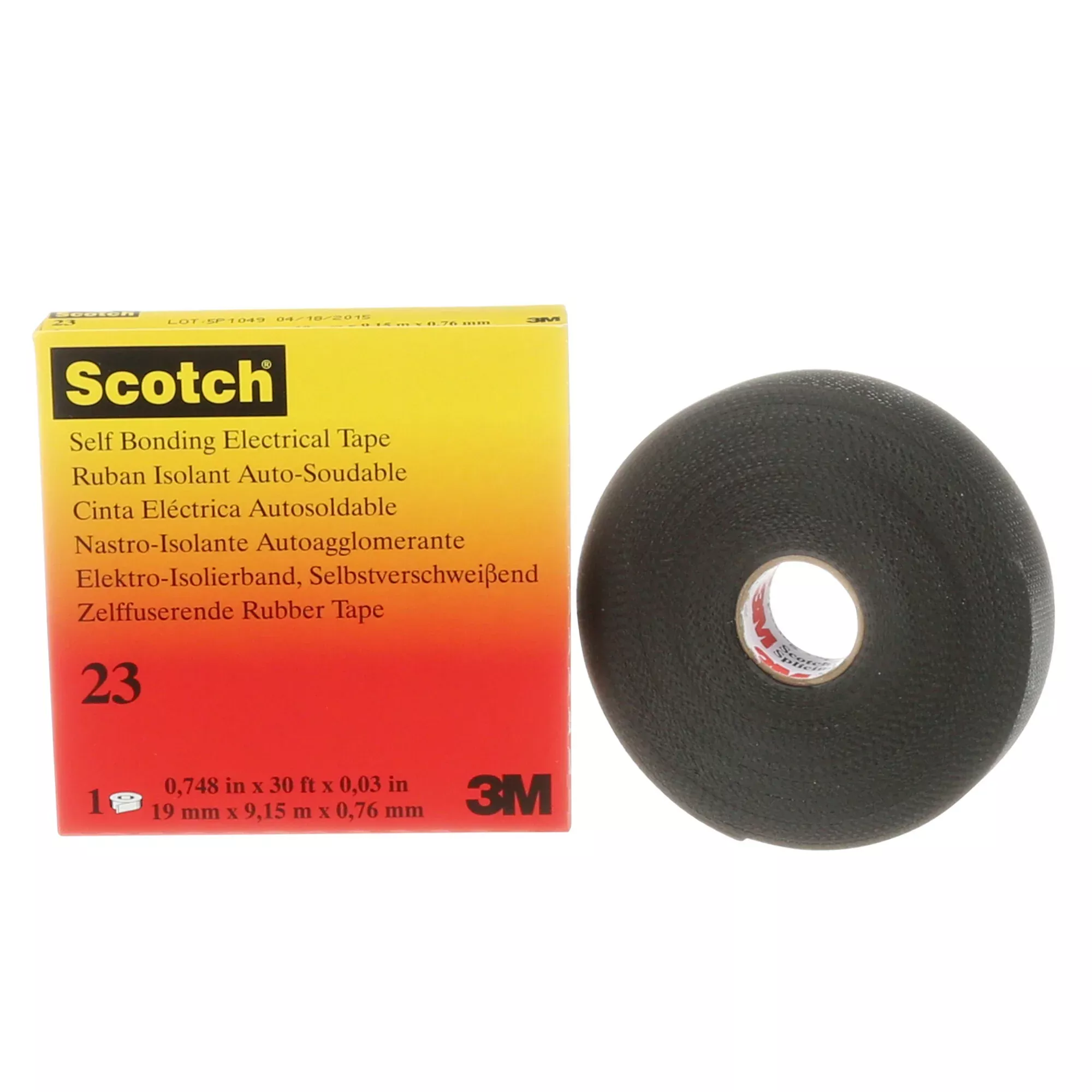 Scotch Rubber Splicing Tape 23, 3/4 in x 30 ft, Black, 1 roll/carton