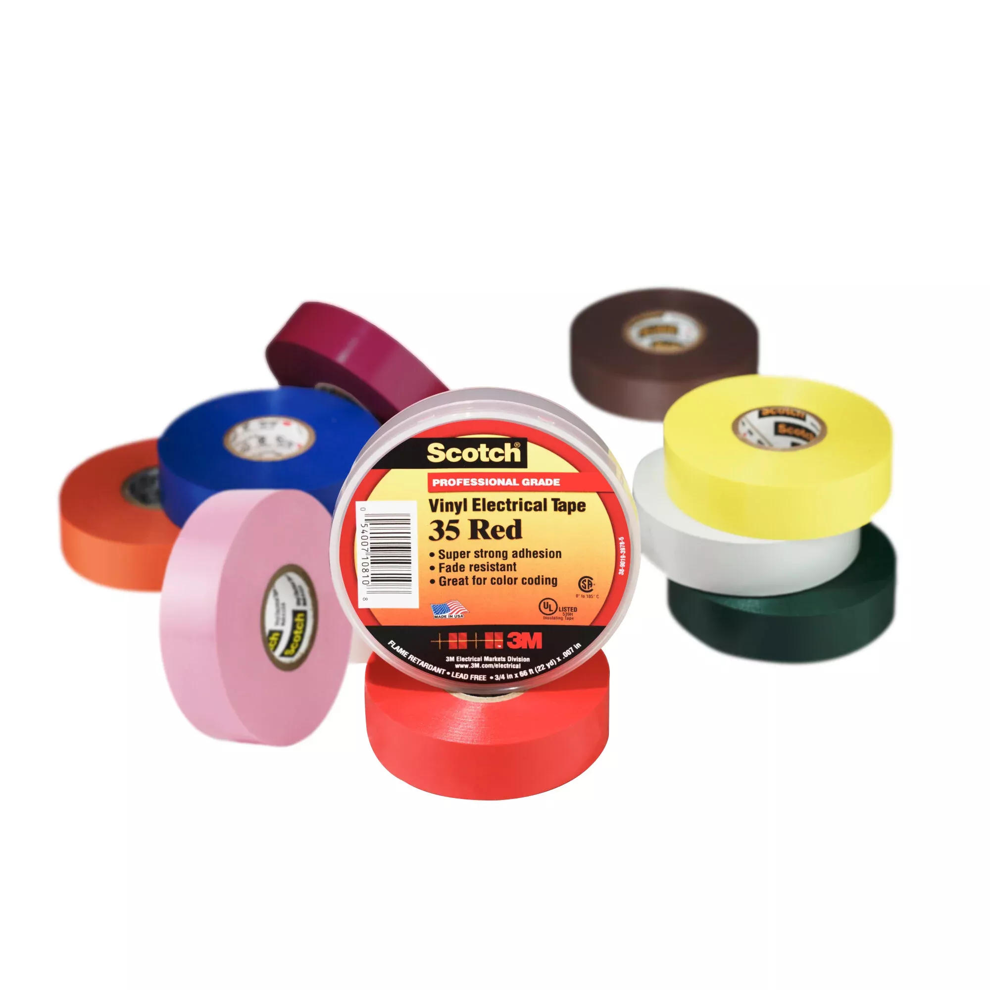 Scotch Vinyl Color Coding Electrical Tape 35, 1/2 in x 20 ft,Multi-color