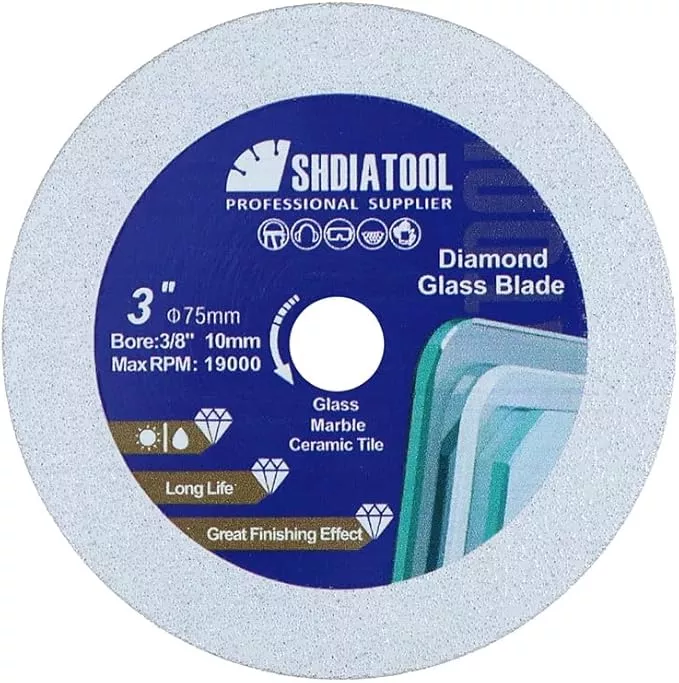 SHDIATOOL Diamond Glass Cutting Disc 3-Inch Saw Blade, Ultra-Thin Cut Off Wheel for Tile Ceramic Porcelain Marble 75mm (10 of Pack)