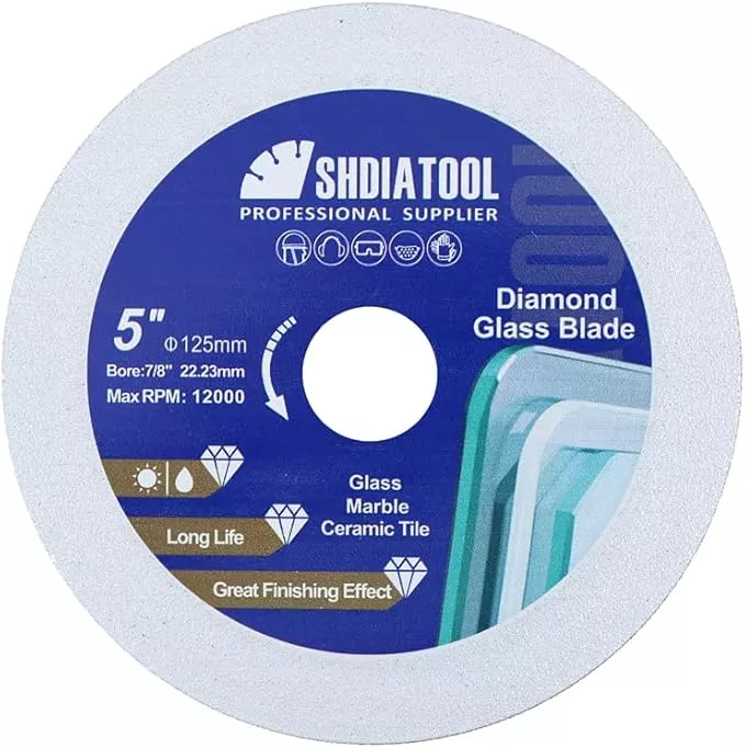 SHDIATOOL Diamond Glass Cutting Disc 5-Inch Saw Blade, Ultra-Thin Cut Off Wheel for Tile Ceramic Porcelain Marble 125mm (2 of Pack)