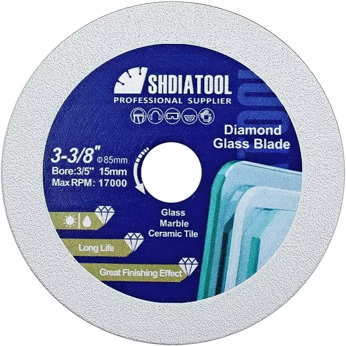 SHDIATOOL Glass Diamond Cutting Disc 3-3/8-Inch Saw Blade, Ultra-Thin Cut Off Wheel for Tile Ceramic Porcelain Marble 85mm (3 of Pack)