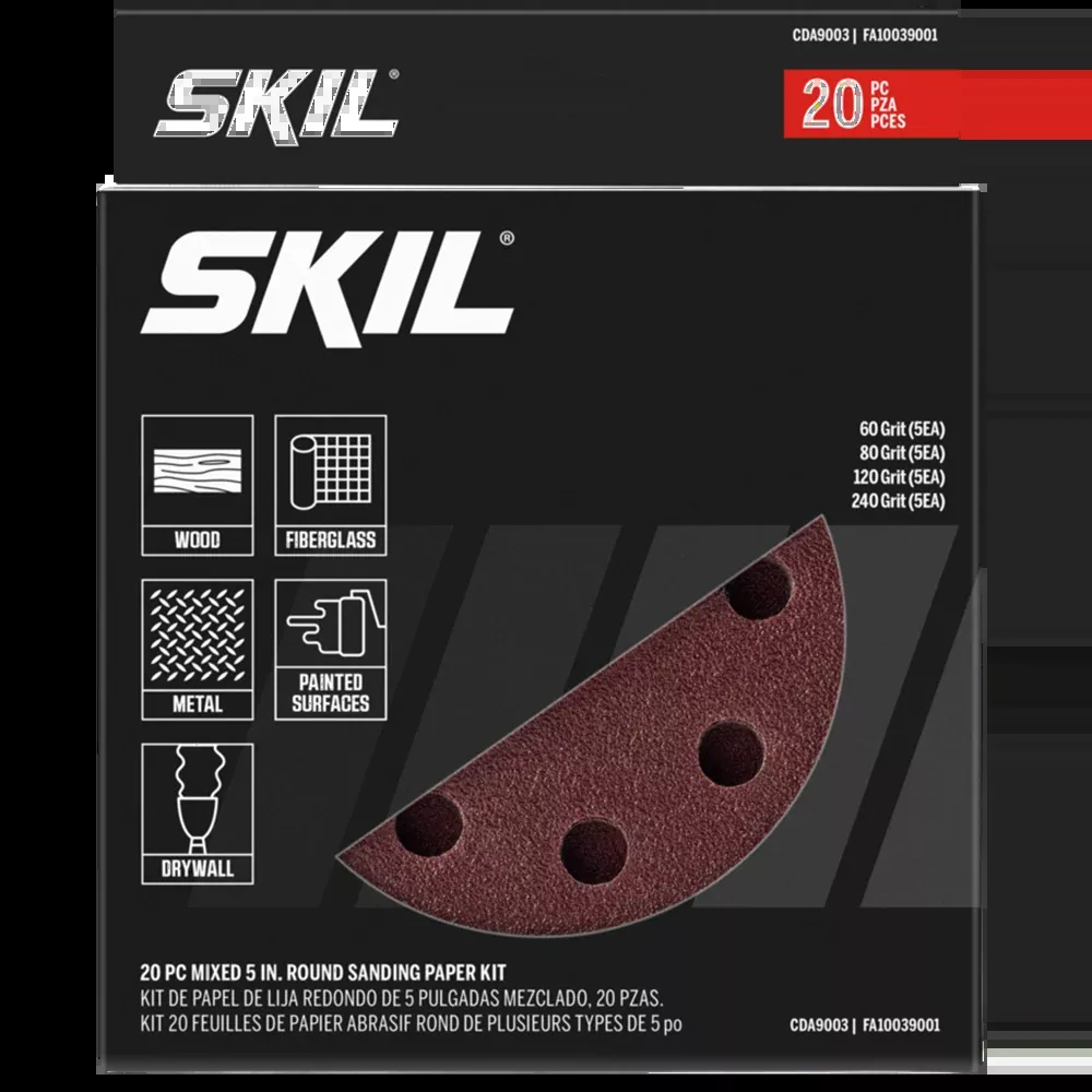 Skil 20-Piece Mixed 5 in. Round Sanding Paper Kit CDA9003