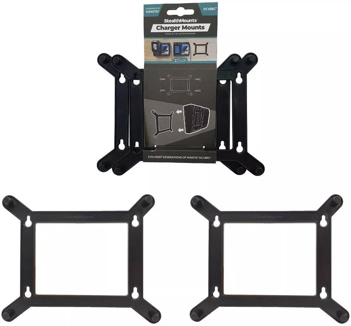 StealthMounts Charger Mounts for Makita DC18RC, 2-Pack