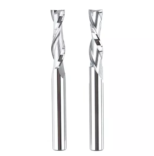 SYT Spiral Router Bits 1/4" Cutting Dia. with 1/4" Shank CNC Upcut End Mill & Downcut End Mill Engraver Carving 2-1/2 inch Long for Woodwork