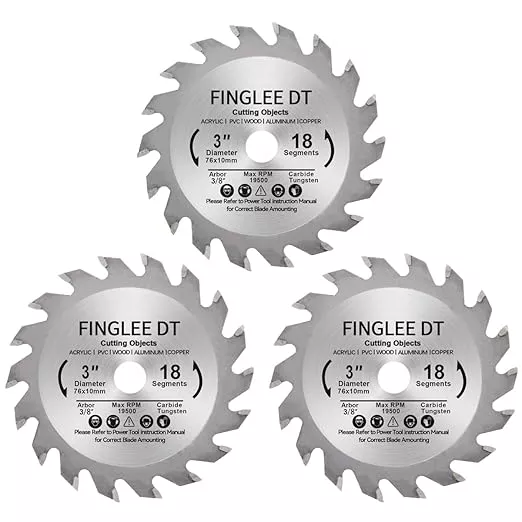 TCT 3 Inch Circular Saw Blade with 3/8 Arbor, 18 Teeth Cutoff Tool Blade for Wood, Plastic, PCV, Acrylic, Plywood, Wood Cutting Blade for Woodworking （1Pcs）