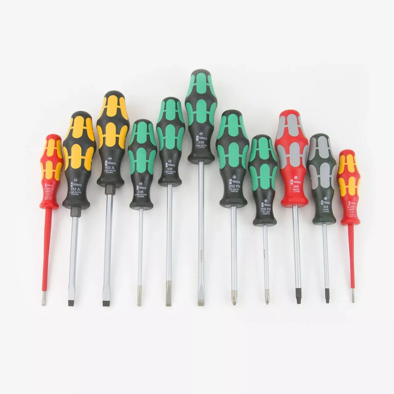 Wera 347106 Kraftform XXL 3 Slotted/Phillips/Square Screwdriver Set + Rack, 11 Pieces