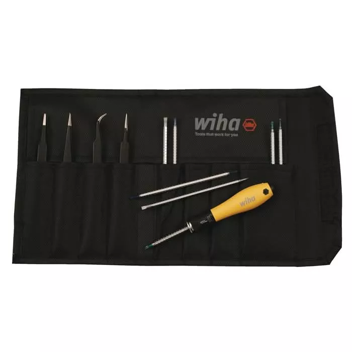 Wiha 26970 12-Piece ESD Safe Drive-Loc 4 and Tweezers Set