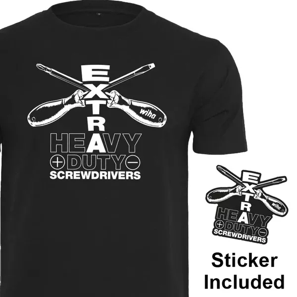 Wiha 91750 Extra Heavy Duty Screwdrivers T-Shirt, Black, L