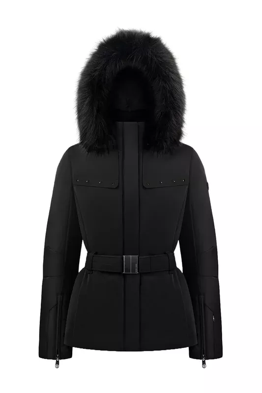Women’s Stretch Belted Ski Jacket – Black