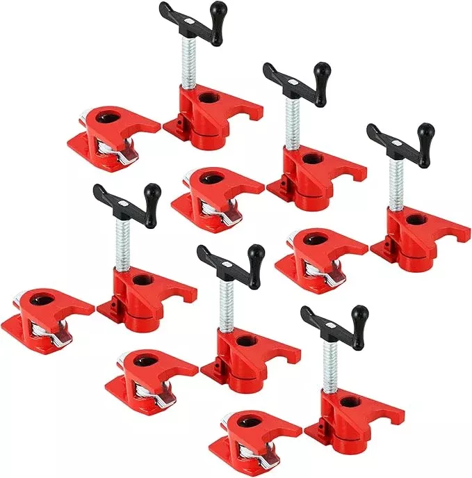Wood Gluing Pipe Clamp Set | Professional Woodworking and Metalworking Clamps Tools with Unique Foot Design for Frame Assembly, Quick Release and Precision Gluing (6Pack, 3/4'')