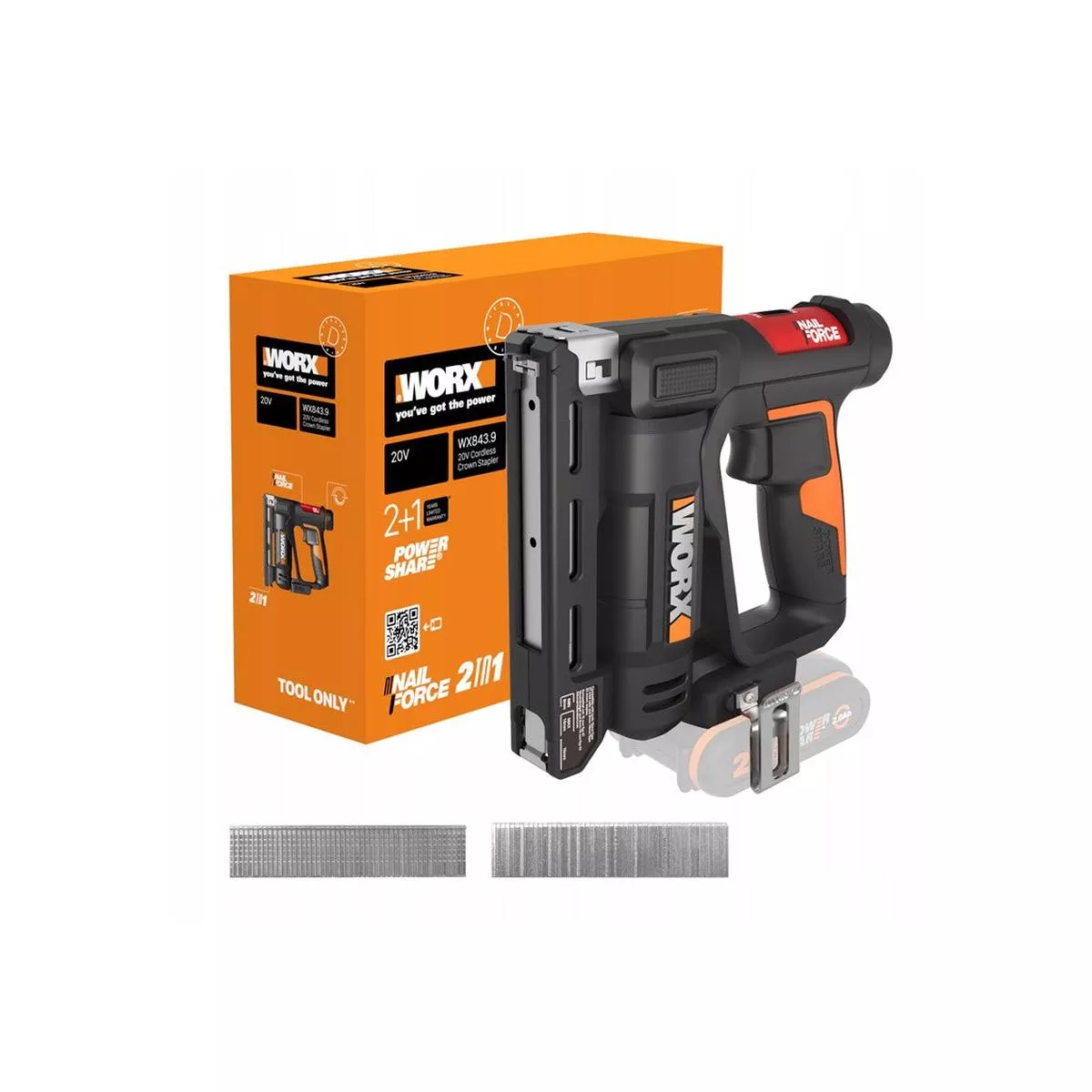 Worx Crown Stapler 38″ BL 20V TOOL ONLY