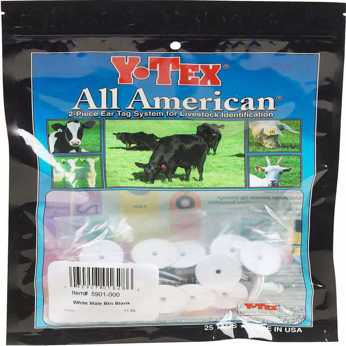 Y-Tex – Male Blank Button – White