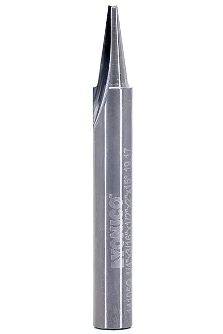 YONICO Router Carving Bits CNC Engraving Solid Carbide V Groove 15 Degree 1/16-Inch Flat Point 1/4-Inch Shank 14105q